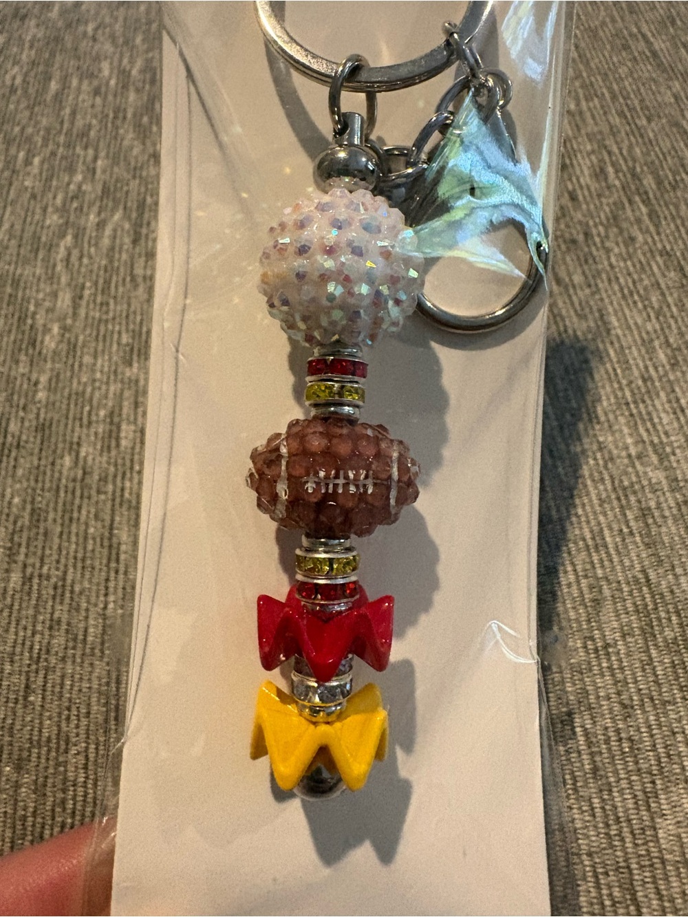 Hand Crafted Football Bling Keychain or Bag Charm - Chiefs